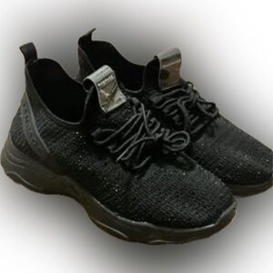 Rhinestone- black- Rampage women's Textured Black Sneakers